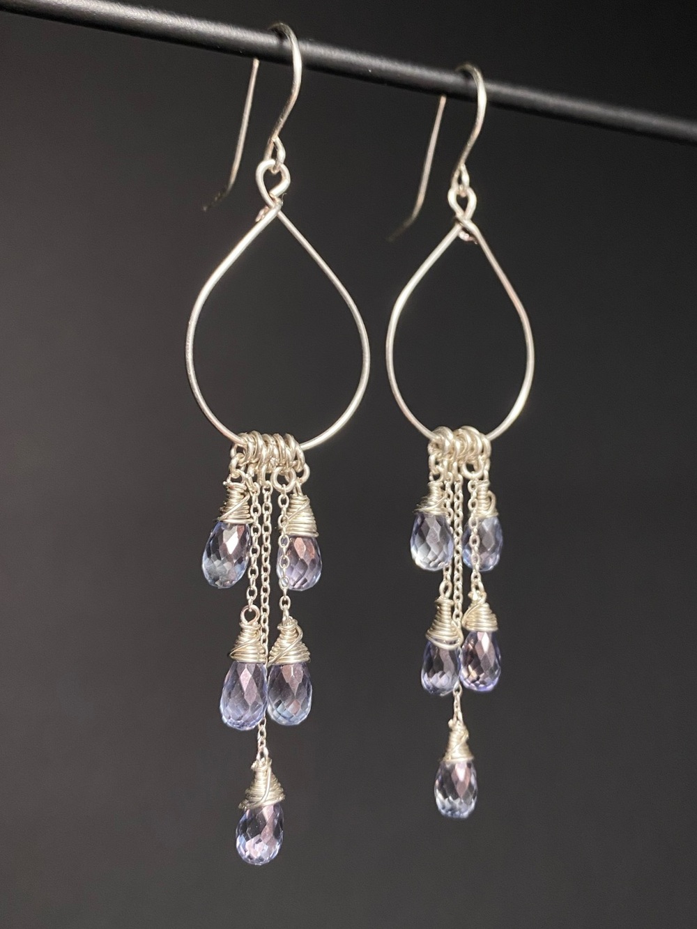 Sterling Silver & Blue Mystic Quartz Earrings - Picture 4 of 4